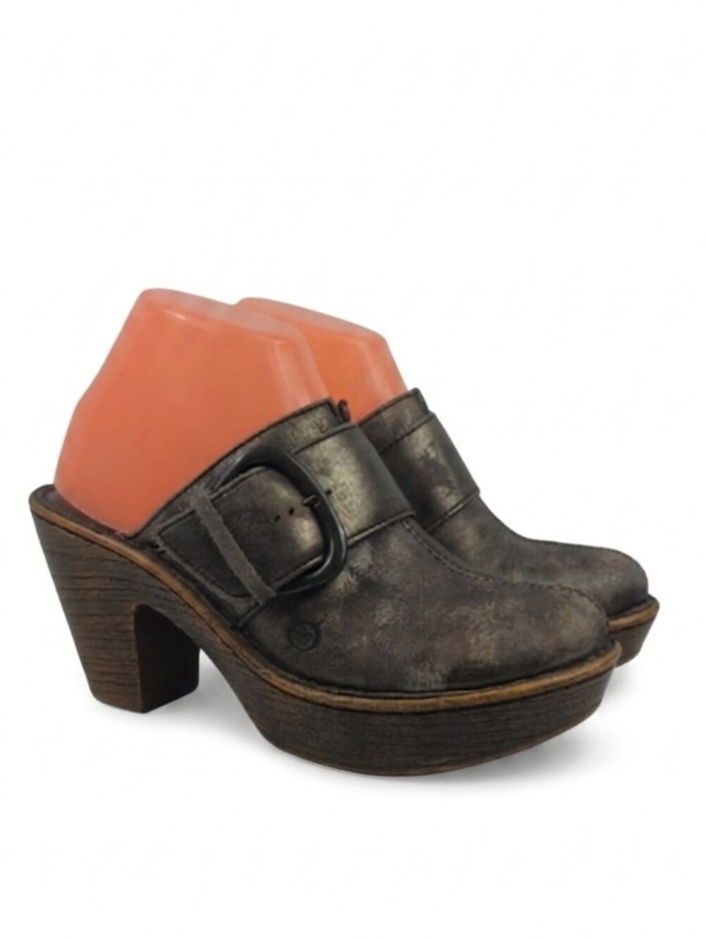 Born Ibra Platform Moro Metallic Leather Women's Clogs Size 7